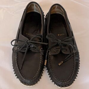 Christian Louboutin Steckel Black Leather Boat Shoes